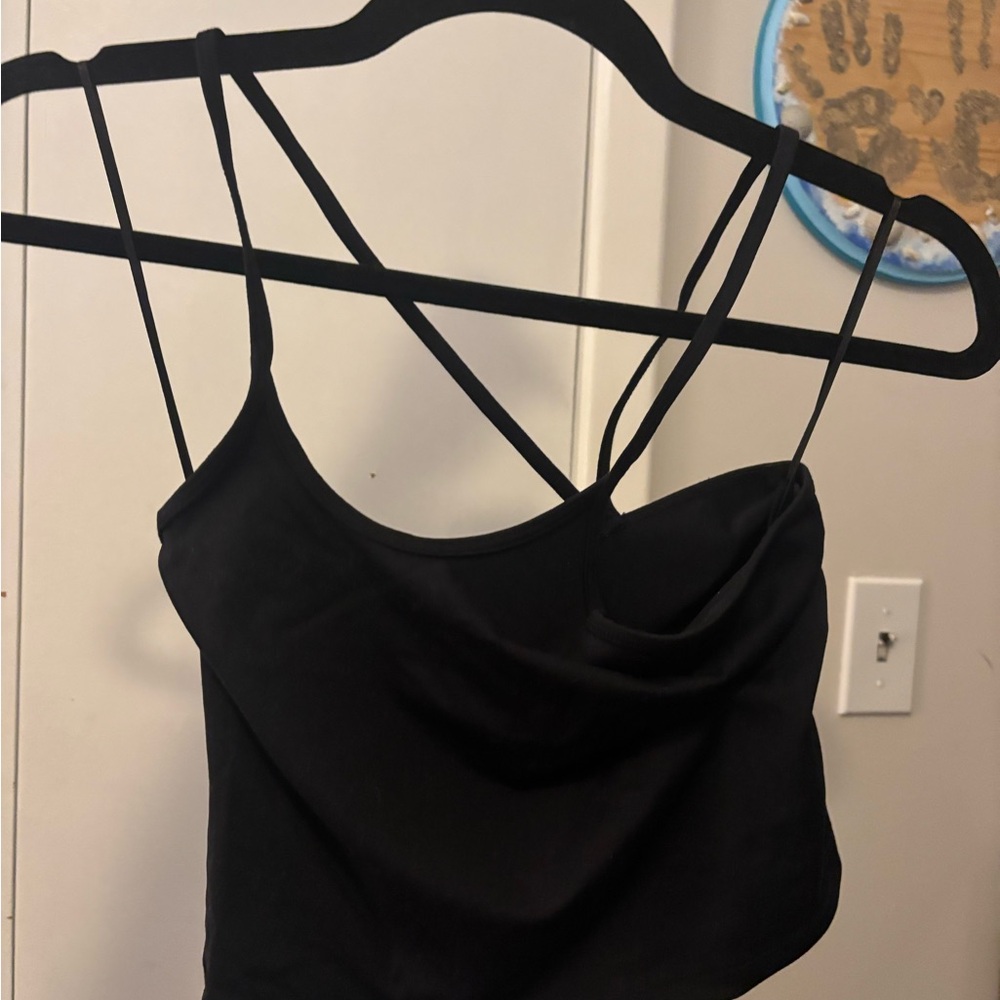 Abercrombie & Fitch Black Asymmetrical Crop Top